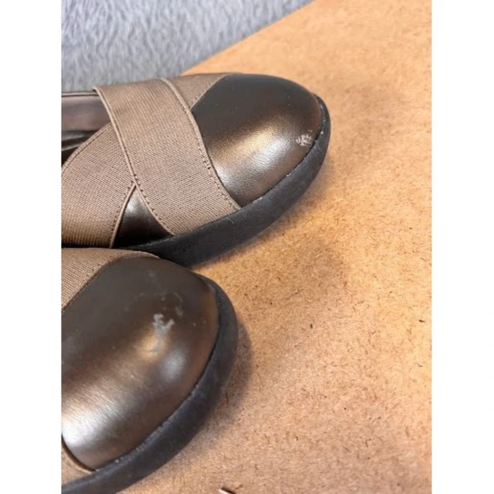 Easy Spirit Anti-Gravity Orrells Bronze Metallic Wedge Loafers Womens 8W Wide